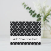 Black And White Latticework, Quatrefoil, Trellis Postkarte (Stehend Vorderseite)