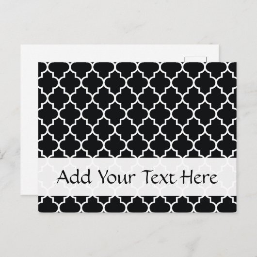 Black And White Latticework, Quatrefoil, Trellis Postkarte (Vorne/Hinten)