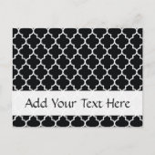 Black And White Latticework, Quatrefoil, Trellis Postkarte (Vorderseite)