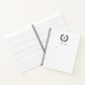 Black And White Laurel Monogram Polka Dot Pattern Notizblock (Innenseite)