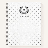 Black And White Laurel Monogram Polka Dot Pattern Notizblock (Vorderseite)
