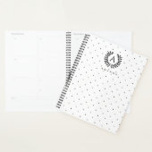 Black And White Laurel Monogram Polka Dot Pattern Planer (Anzeige)