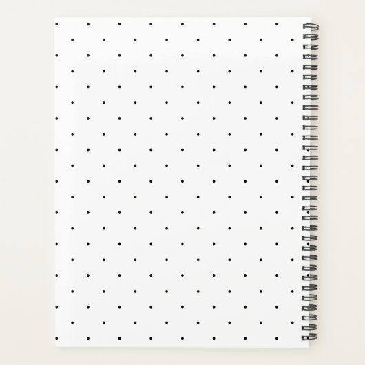 Black And White Laurel Monogram Polka Dot Pattern Planer (Rückseite)