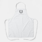 Black And White Laurel Monogram Polka Dot Pattern Schürze (Vorderseite)