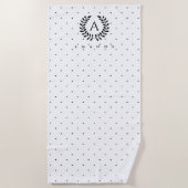 Black And White Laurel Monogram Polka Dot Pattern Strandtuch (Vorderseite)