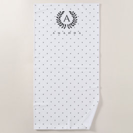 Black And White Laurel Monogram Polka Dot Pattern Strandtuch