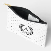 Black And White Laurel Monogram Polka Dot Pattern Zubehörtasche (Offen)