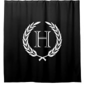 Black and White Laurel Wreath Duschvorhang (Vorderseite)