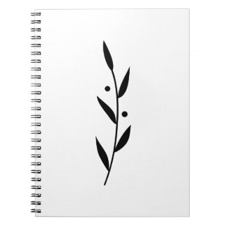 Black and White Leaf Branch Clean Botanical  Notizblock