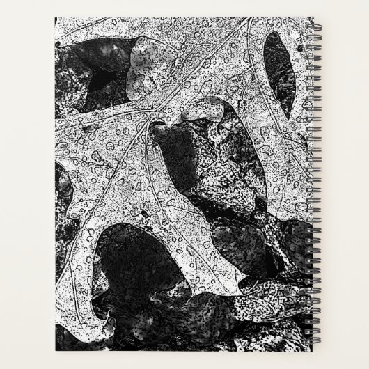 Black and White Leaf Nature Planer (Rückseite)