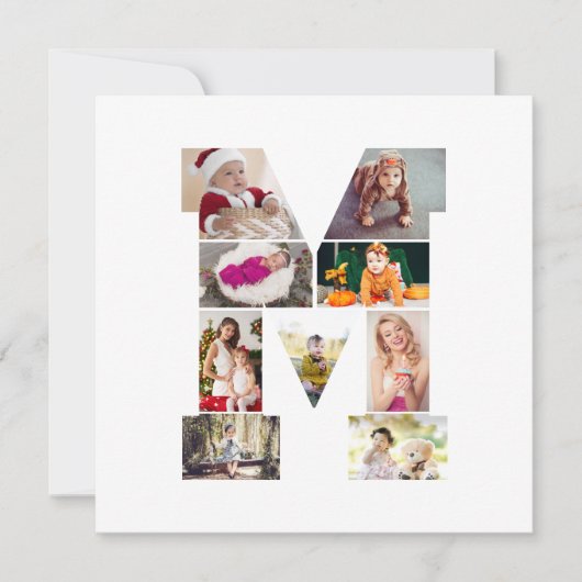 Black and White Letter M Photo Collage Dankeskarte (Vorderseite)