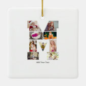 Black and White Letter M Photo Collage Keramikornament (Rückseite)