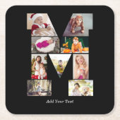 Black and White Letter M Photo Collage Rechteckiger Pappuntersetzer (Vorderseite)