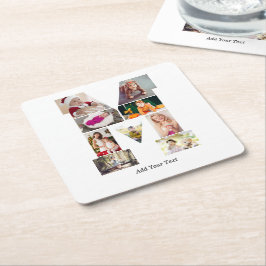 Black and White Letter M Photo Collage Rechteckiger Pappuntersetzer