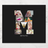 Black and White Letter M Photo Collage Schaumweinetikett (Einzelnes Label)
