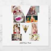 Black and White Letter M Photo Collage Schaumweinetikett (Einzelnes Label)