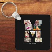 Black and White Letter M Photo Collage Schlüsselanhänger (Vorderseite)