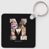 Black and White Letter M Photo Collage Schlüsselanhänger (Rückseite)