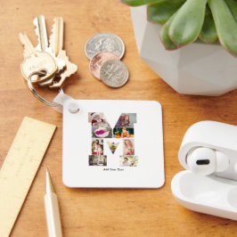 Black and White Letter M Photo Collage Schlüsselanhänger