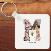 Black and White Letter M Photo Collage Schlüsselanhänger (Vorderseite)