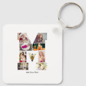 Black and White Letter M Photo Collage Schlüsselanhänger (Rückseite)