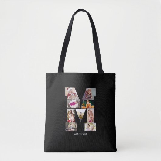 Black and White Letter M Photo Collage Tasche (Vorderseite)