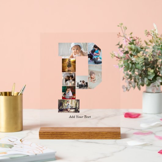 Black and White Letter P Photo Collage Acrylschild (Hochzeit)
