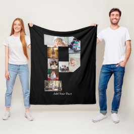 Black and White Letter P Photo Collage Fleecedecke