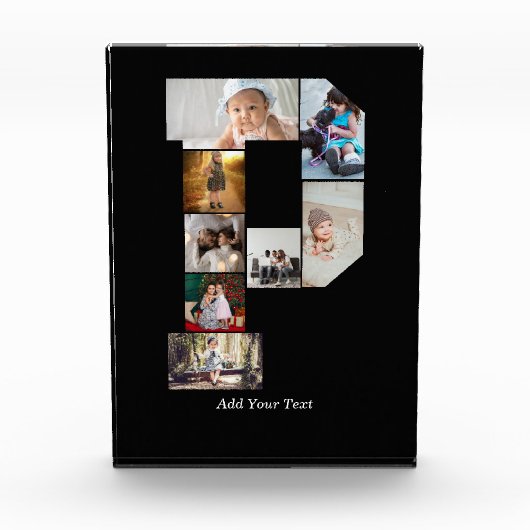 Black and White Letter P Photo Collage Fotoblock (Vorderseite)