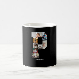 Black and White Letter P Photo Collage Kaffeetasse