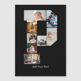 Black and White Letter P Photo Collage Magnetkarte