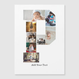 Black and White Letter P Photo Collage Magnetkarte