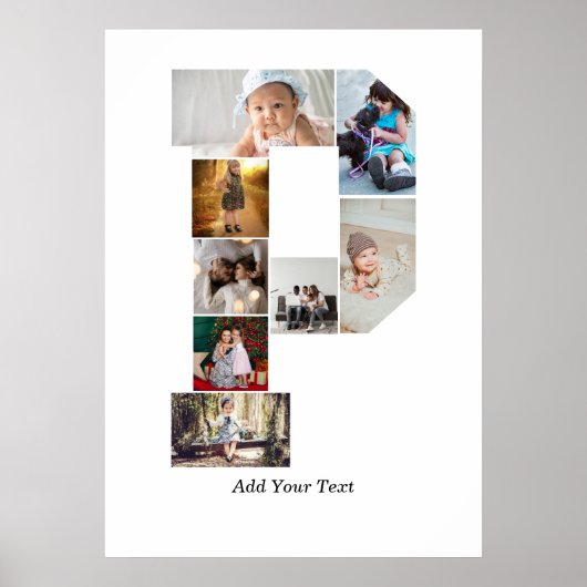 Black and White Letter P Photo Collage Poster (Vorne)