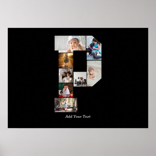 Black and White Letter P Photo Collage Poster (Vorne)