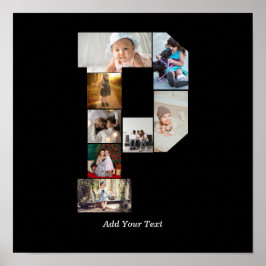 Black and White Letter P Photo Collage Poster