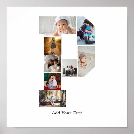 Black and White Letter P Photo Collage Poster (Vorne)