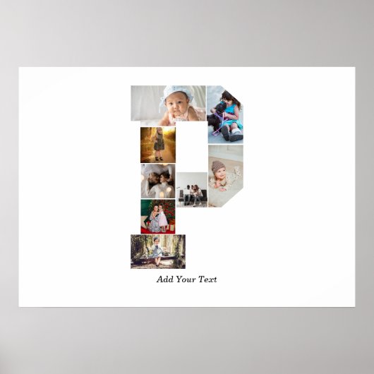 Black and White Letter P Photo Collage Poster (Vorne)