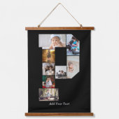 Black and White Letter P Photo Collage Wandteppich Mit Holzrahmen (Vorderseite)