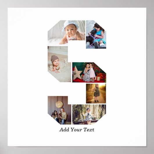 Black and White Letter S Photo Collage Poster (Vorne)