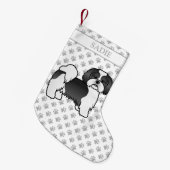 Black and White Lhasa Apso Cartoon Dog & Name Kleiner Weihnachtsstrumpf (Vorderansicht (hängend))