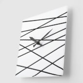 Black and White Linear Geometric Quadratische Wanduhr (Winkel)