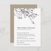 BLACK AND WHITE LINIE ZEICHNEND WEDDING DETAIL BEGLEITKARTE (Vorne/Hinten)