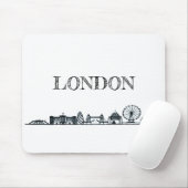 Black and White London Skyline Mousepad (Mit Mouse)