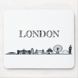 Black and White London Skyline Mousepad