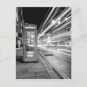Black and White London Street at Night Postkarte