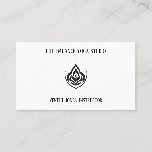 Black and White Lotus and Flame Yoga Visitenkarte (Vorderseite)