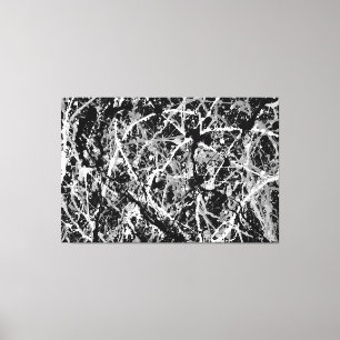 BLACK AND WHITE LX - Action painting - Abstrakt- Leinwanddruck