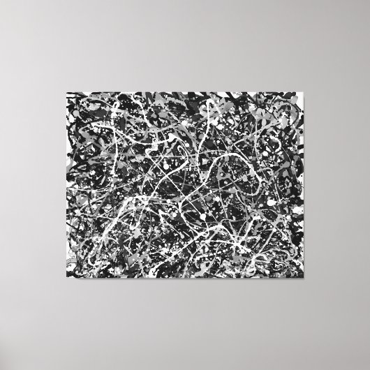 BLACK AND WHITE LXIX - Action painting - Abstrakt- Leinwanddruck (Vorderseite)