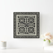 Black and White Mandala Motif by Vision Studio Quadratische Wanduhr (Zuhause)