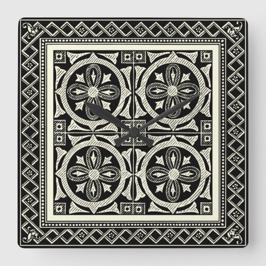 Black and White Mandala Motif by Vision Studio Quadratische Wanduhr (Vorderseite)